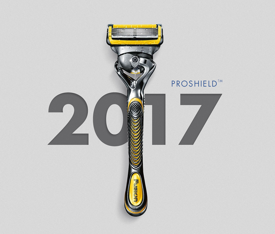 Gillette’s signature fusion razor in its newest model the proshield released in 2017