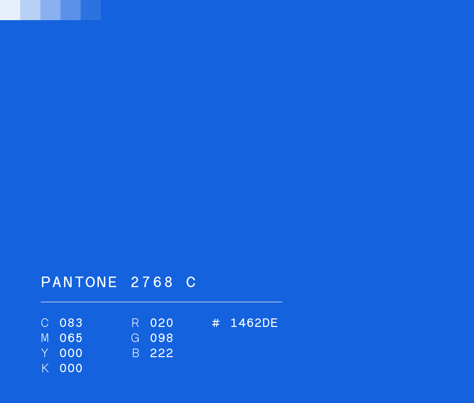 Pantone 2768 c used in Pigmentocracia brand identity