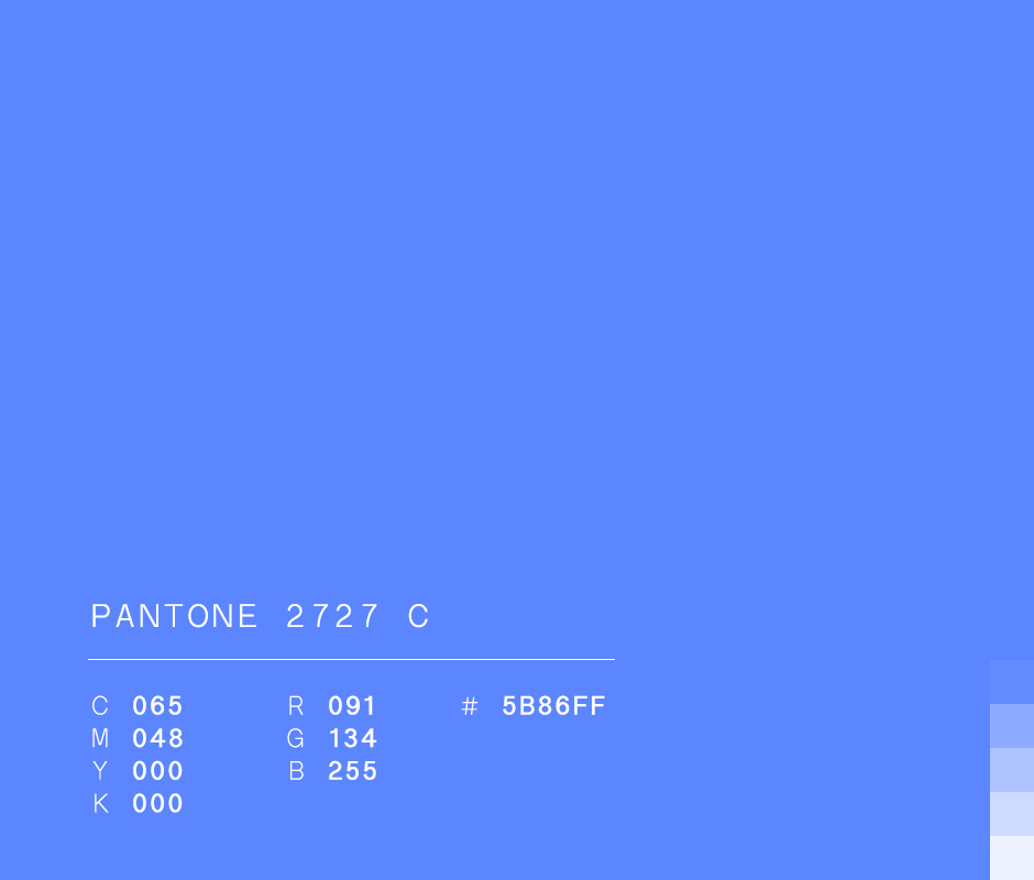 Pantone 2727 C #5B86FF used in Anónima