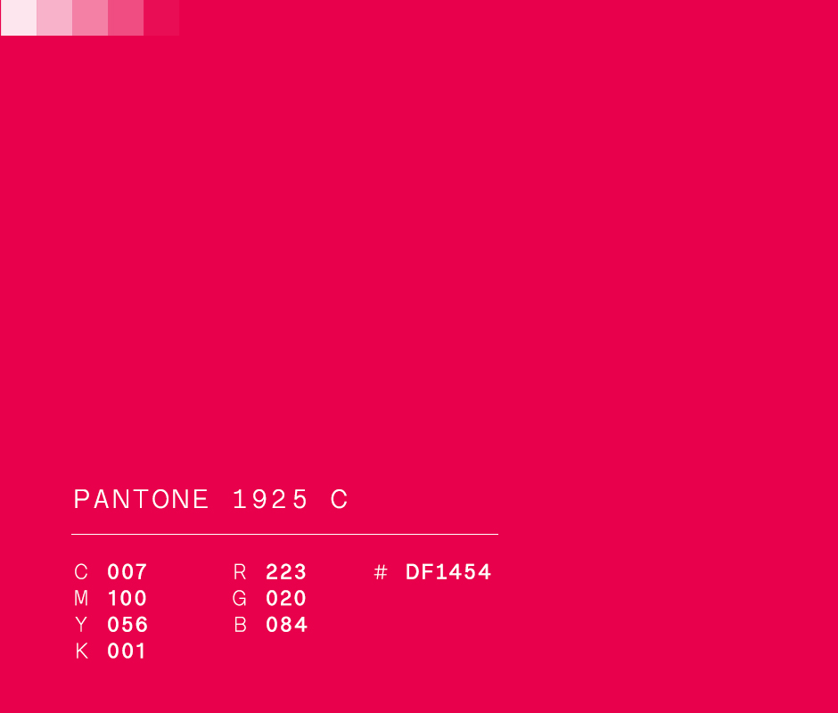 Pantone 1925 C #DF1454 used in Anónima