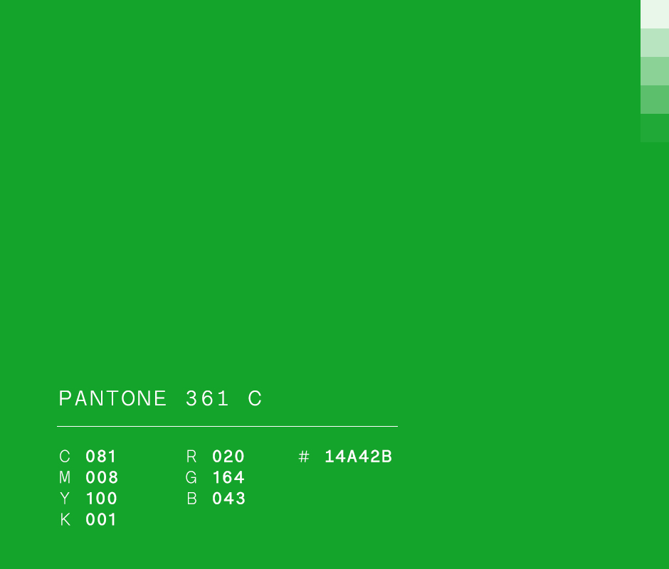 Pantone 361 C #14A42B used in Anónima