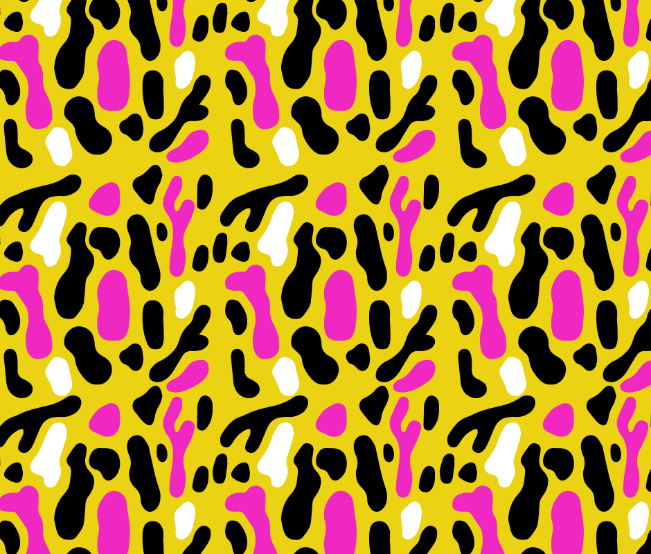 Pink, white, black and yellow pattern designed for Anónima