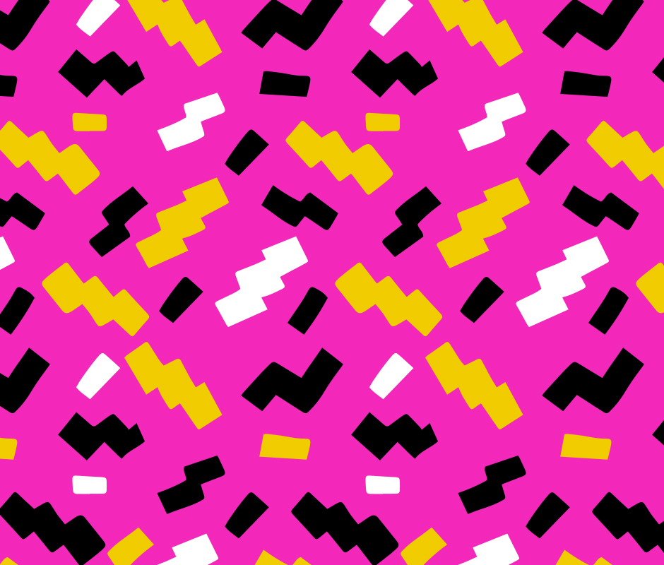 Pink yellow black and white pattern 