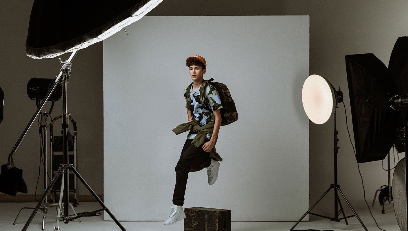 Boy modeling for Back to School makeover Innvictus campagin photoshoot